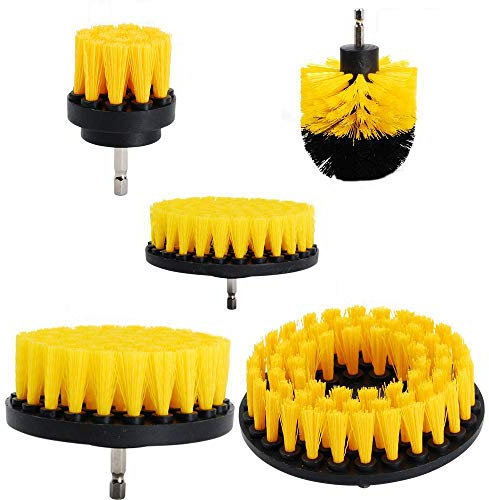 OxoxO Bürstenaufsatz Bohrmaschine Set 5 Stück, Bürste für Akkuschrauber （2''/ 3''/ 4''/ 5''Bürste Bohrbürsten Akkuschrauber Befestigung Reinigungsbürste für Badwanne Fliesen Boden Küche Auto
