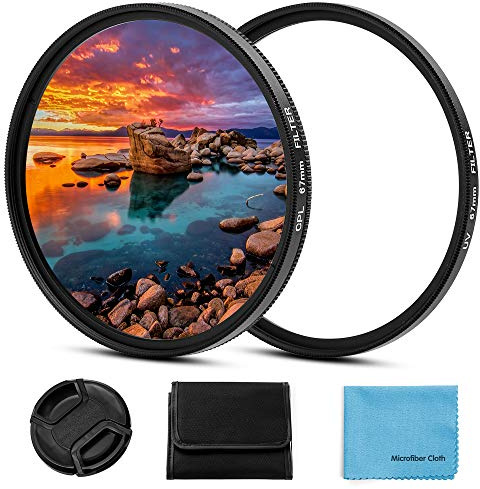 55mm Filter Kit,Fotover 55mm UV CPL Filter Set Universal UV Schutzfilter Zirkular Polarisationsfilter mit Mitte Pinch Objektivdeckel für Canon Nikon Sony Pentax Olympus Fuji Kamera