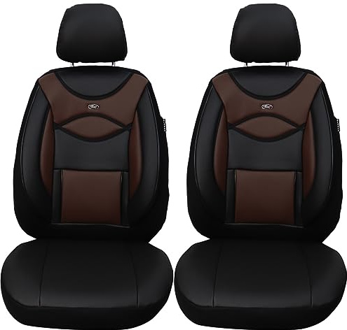 Maß Sitzbezüge Kunstleder für Auto Sitze kompatibel mit Dacia Duster 2. Gen. 2018 Fahrer und Beifahrer Schonbezüge Sitzschoner Sitzbezug FB:D103 (Schwarz/Braun)