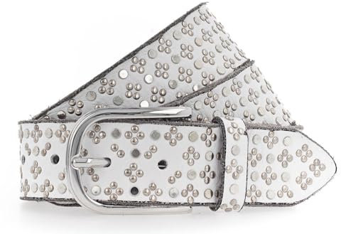 B.Belt Leder-Nietengürtel TINI SILVER Nieten Damen