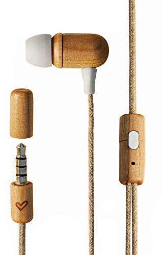 Energy Sistem Earphones Eco (Mini Jack, In-Ear, Control de Voz, micrófono, Madera sostenible) - Madera Cerezo