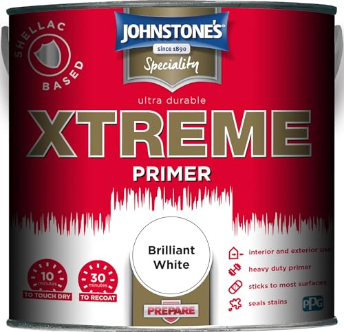 Johnstone's - Xtreme Primer - Brilliant White - 2.5L | Heavy Duty Interior Primer, Seals & Covers Stains, Suitable for Plaster, Wood, Cement & Masonry, Easy to Apply