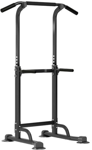 SogesPower Dip-Station & Klimmzugturm, Dip-Ständer, multifunktional, für Zuhause, Krafttraining, Fitness, Workout, höhenverstellbar, SP-PSBB005