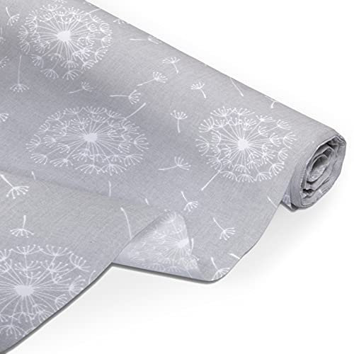 Amilian Baumwollstoff Meterware, Stoffe, Stoffreste, Stoffpaket: ca. 160 cm x 200 cm, zum Nähen, für Patchwork 100% Baumwolle DIY Baumwollstoff, Baumwolltuch, Nähstoffe, Pusteblume Grau