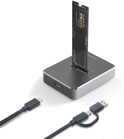 Zoravson M.2 NVME und SATA SSD Gehäuse Adapter, USB 3.1 Gen 2 10Gbps SSD Gehäuse, USB C M.2 SSD Gerät für M-Key B+M Key,Aluminium NVMe Gehäuse für 2230/42/60/80