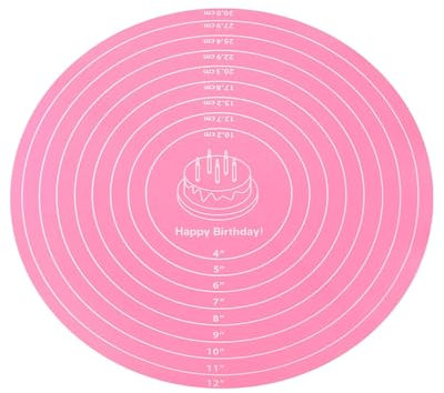 Silicone Baking Mat Cake Mat Silicone Cake Mat Baking Mat with Measurements for CakeTurntable Stand Non-Stick Heat Resistant Pastry Baking Sheet （Pink）