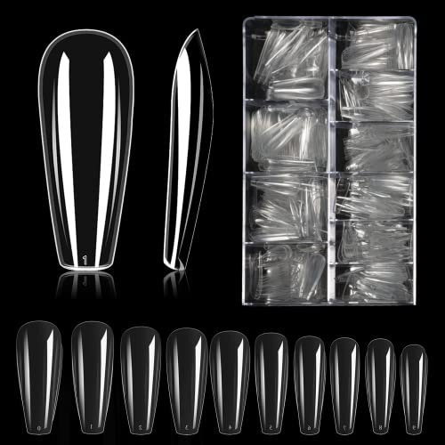 Capsule Americaine Ongle, 500pcs Faux Ongles Acrylique Capsules Ongles Transparent Pose Americaine Ongle Avec Valise De Rangement Pour Les Studios De Manucure Et Diy Nail Art à La Maison 10 Tailles