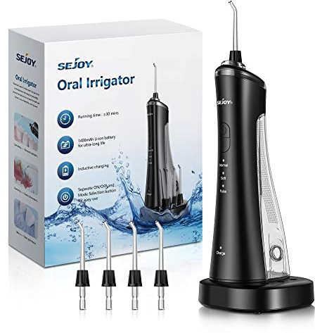 Water Flossers for Teeth Cordless with Charging Station, Water Flosser Rechargeable Portable, Oral Irrigator for Braces, 3 Modes and 4 Tips, IPX7 Waterproof, Detachable Water Tank, for Travel Home