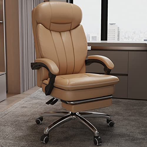 Chefsessel Chefsessel Leder Echt Liegender Chefsessel Aus Rindsleder, Komfortables Geschäft Bürostuhl, Ergonomischer Managementstuhl
