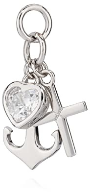 NKlaus Kettenanhänger Glaube Liebe Hoffnung, 925 Silber, Zirkonia, 1 Stück | Rhodiniert; Anker-, Herz- und Kreuz-Motiv