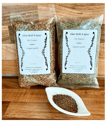 Grekiska kryddset 80 g oregano, 50 g majram #59 presentset utvalda örter och kryddor från Elixir Herbs & Spices på Kreta