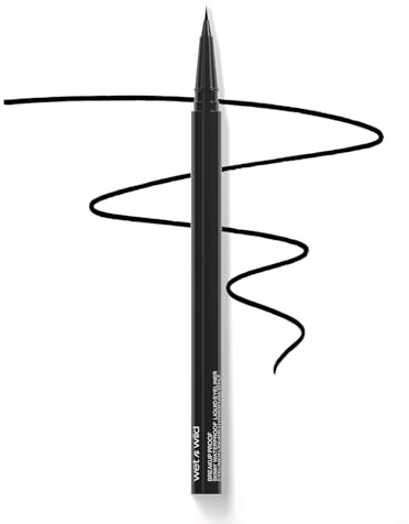 wet n wild Mega Last Breakup Proof Liquid Eyeliner - Ultra-Fine Brush, Waterproof, Long-Lasting - Cruelty-Free & Vegan - Ultra Black