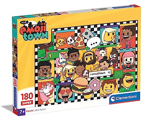 Clementoni - 29066 - Supercolor Puzzle - Emoji - Puzzle 180 Teile Ab 7 Jahren, Buntes Kinderpuzzle Mit Besonderer Leuchtkraft & Farbintensität, Geschicklichkeitsspiel Für Kinder
