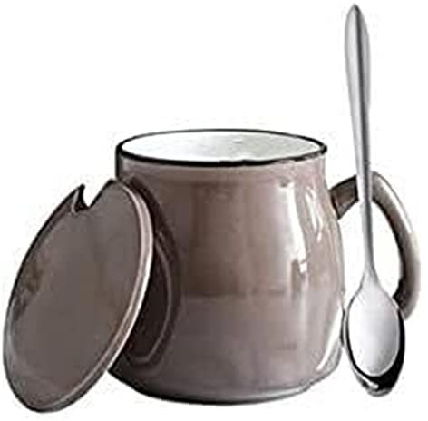 Tazze giganti for la colazione, insalatiera, tazza da zuppa in ceramica, tazze da caffè in ceramica di alta qualità, tazze da tè, tazza d'acqua, tazza in ceramica con cucchiaio e coperchio, 12 once da