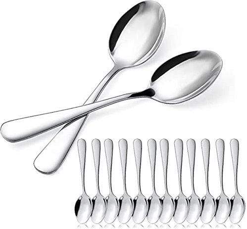 BESCH 12 cucchiai da Dessert in Acciaio Inossidabile 15 x 3,2 cm (cucchiai da Dessert)