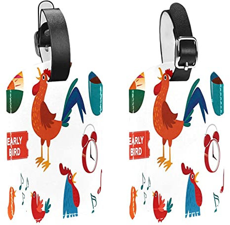 Luggage Tags,2 Pack Labels Suitcase Tags,Cartoon Grid Bird,Luggage Tags Privacy Protection Travel Bag Tag