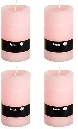 Stumpenkerzen Rustic 4er Set - Stumpenkerze, Blockkerze, Kerze, Adventskranz, Advent - Kein Ruß - (7x13, Light Pink, 4)