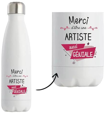 Bouteille isotherme Artiste géniale | Gourde Réutilisable Cadeau Collègue, Départ retraite
