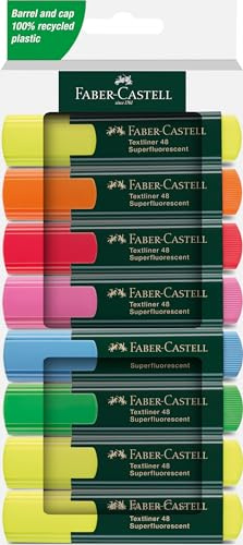 Faber-Castell 254848 - Textmarker Set 48, 8er Etui, Neon Farben, mit langlebiger Keilspitze, Strichbreite 1-5 mm, nachfüllbar