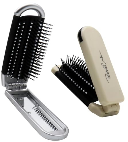 Spazzola per Capelli da Viaggio con Specchio, 2 Pezzi Spazzola Pieghevole Pettini Portatile Spazzole da Massaggio Mini Pettini per Capelli da Viaggio per Donna e Ragazza