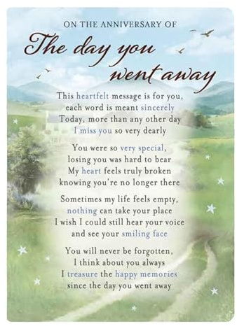 Graveside Memorial Card Plastic coated and Waterproof - The Day you Went Away 0967