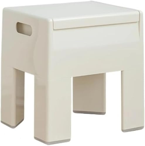 MANUKS Sgabello Basso Plastica Sgabello Portaoggetti Multifunzione Carico Massimo 150Kg Cambio Scarpe Sgabello per Soggiorno Camera da Letto Trucco,36×30×40cm (Bianco)