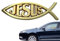 Emblema de Pez Jesús | Pegatina Cristiana Ictis para Coche, Ventana, Portátiles, Equipaje y Nevera - Adhesivo de Plástico