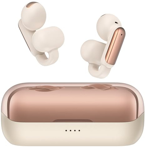 Clip On Earphones, Clip On Earbuds, Open Ear Headphones, Earphones Wireless Bluetooth Noise Cancelling, 40H Playtime, IPX6 Waterproof, Comfortable Lightweight for Sport Running Gym Cycling (Rose Gold)