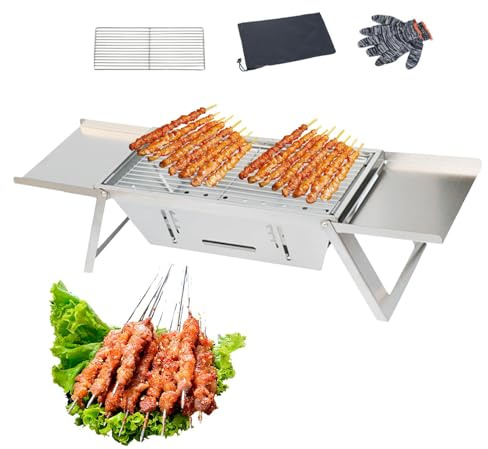Tragbarer Camping-Holzkohlegrill, Outdoor-Grillofen aus Edelstahl - Klappbarer Camping-Grillofen | Tragbarer Campinggrill für Outdoor-Reisen, Rucksackreisen