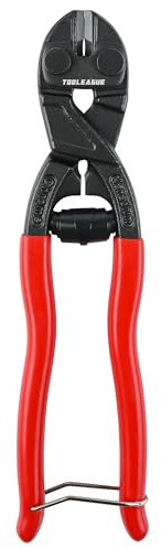 TOOLEAGUE 8 inches Mini Bolt Cutter with Recess and Spring,CR-V Blade, Security Lock,Compact Bolt Cutters with Comfortable Grip,Easily Cut Locks, Barbed Wire, Thick Wire,Rods, Chain