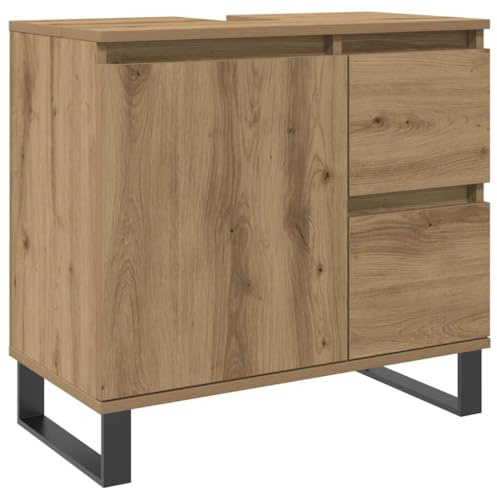 vidaXL Tvättställsskåp artisan ek 65x33x60 cm konstruerat trä, badrumsskåp, handfatsskåp, badrumsskåp med dörr, vaskskåp, tvättställsunderskåp