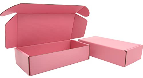 Cenoid Små postkartonger, 18 x 13 x 5 cm Rosa fraktkartonger för postning, frakt och leverans, förpackningslådor för småföretag (förpackning med 25)
