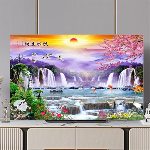 Hixingo TV Abdeckung Staubschutzhülle, 3D Sonnenaufgang Muster TV Staubschutzhülle 32-80inch TV Abdeckung Schutzhülle Fernseher Fernsehabdeckung TV Schutzhülle (40-43inch,Bergblick)