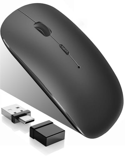 Wireless Laptop Mouse with BT5.2 BT3.0 and USB-A and USB-C 2in1 Dual Receiver,Bluetooth Mouse Silent Rechargeale- Compatible with TypeC and usb-Port Devices/MacBook Pro/Air/iPad/Chromebook/Computer