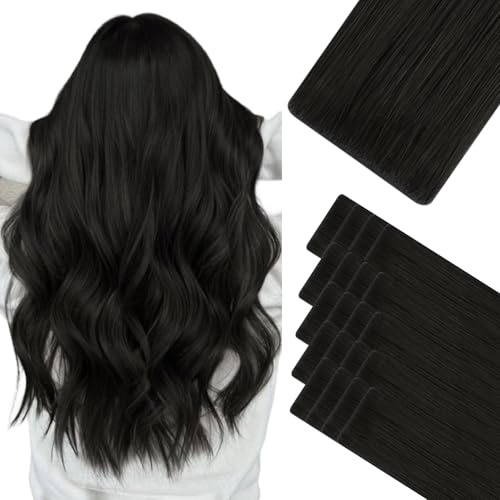 Hotbanana Invisi Edge Tape in Hair Extensions Echthaar 50cm | Remy Hair Invisible Natürliches Schwarz Tape in Extensions 20PCS 50g