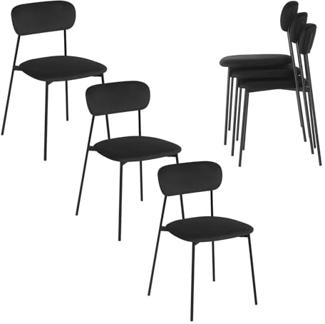 Lestarain Matrumsstolar, set om 6, köksstolar, stoppstol, toalettbordstol, för matsal kök vardagsrum, metallben, sammetssstol, svart