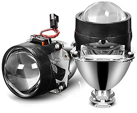 YETGFBH Angel Eyes,Angel Eyes Scheinwerfer 2,5-Zoll-Projektor-Objektiv BI-Xenon Fit H4 H7 Sockel Autoscheinwerfer Verwenden Sie H1-HID-Birne Passend für Retrofit-Ersatzauto-Scheinwerfer(LHD Silver)