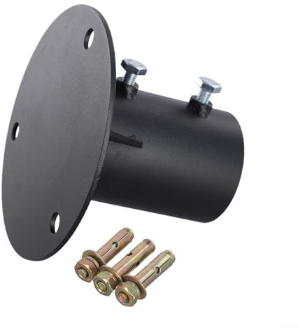 Besttoolifes Staffa a flangia da pavimento in acciaio con viti di fissaggio laterali, supporto rotondo per pali di recinzione, ponte, ringhiere, cassette postali (65 mm)