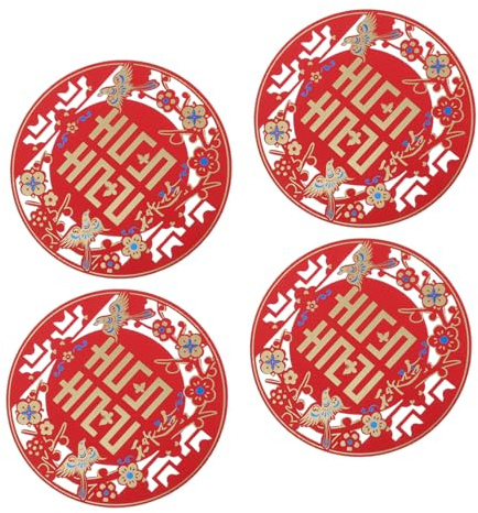 ADOCARN 4paare Traditionelle Chinesische Hochzeitsfensterdekorationen Papierschnittfensterbilder Elstermotivtürdekor Mit Klebestichen Für Hochzeitshomeparty Heimdekoration Festtagsfeiern