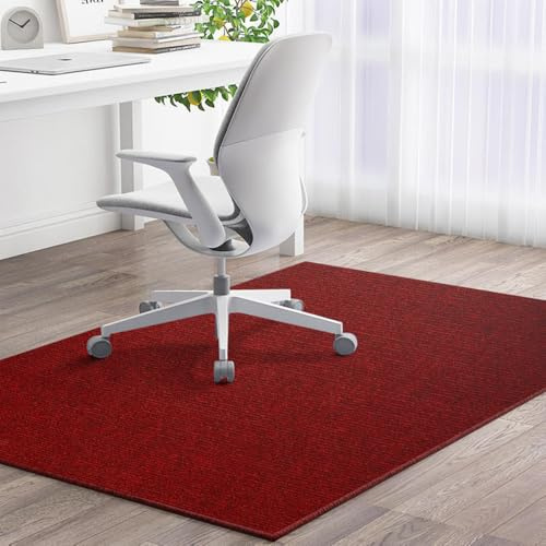 Odot Tappeto Sedia Ufficio Gaming, Tappeto Salvapavimento Antiscivolo Protettore del Pavimento Tappetino per Sedia da Ufficio con Ruote per Parquet, Pavimenti Duri (rosso vino,60x90cm)