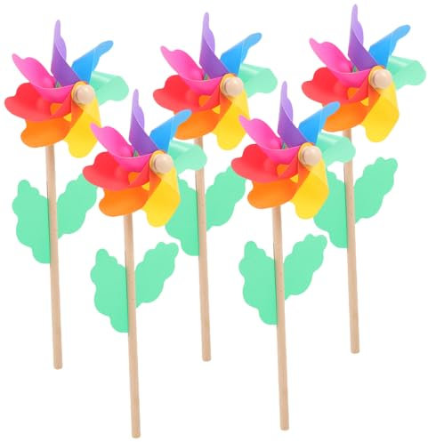 ERINGOGO 5pcs Colorful Garden Pinwheel Decor Windmill for Bright Outdoor Garden Decorations Fun Rainbow Windmill for Festivals Daily Use for Photo Props Sprucing