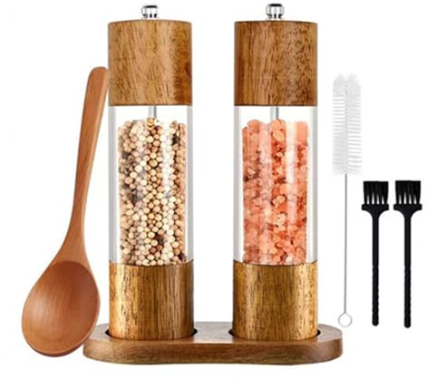 Set di macinini per spezie manuali regolabili per sali e peperoni smerigliatrice in acrilico trasparente Gadget da cucina per cuochi domestici Macinino manuale spezie