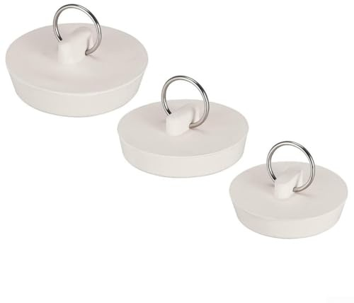 Lot de 3 bouchons de vidange en caoutchouc pour éviers, adaptés pour les canalisations de 45, 50 et 55 mm, parfaits pour un usage domestique