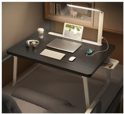 Lap Desk för säng med integrerad lampa, bärbart laptop-brickbord för hemmakontor och studier, förstorat skrivbord för enkel förvaring