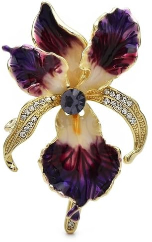 Élégante émail orchidée fleur broches belles femmes sac à vêtements plantes broche épingles, or