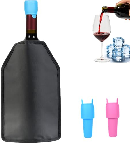 Weinkühltasche | Eisweinhülle mit Gel-Kühlkern - Schnell kühlender Flaschenkühler für Rot-, Weiß-, Champagner oder Sekt - Tragbarer freistehender Träger für Picknick & Party