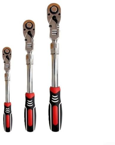 Feeshoppher Chiave a cricchetto con testa girevole a 72 denti, con manico telescopico e meccanismo a sgancio rapido per coppia avanti e indietro, dimensioni da 1, 2, 1, 4 e 3, 8 pollici, per auto e (1