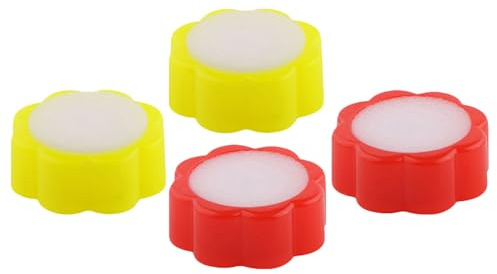Parliky Humedecedor de Dedos Esponja Húmeda Flor de Ciruelo 4 Piezas (2 Rojas 2 Amarillas) 6.8x6.8x2.4 Cm Absorción Rápida para Contar Billetes y Manejo de Papel en Oficina