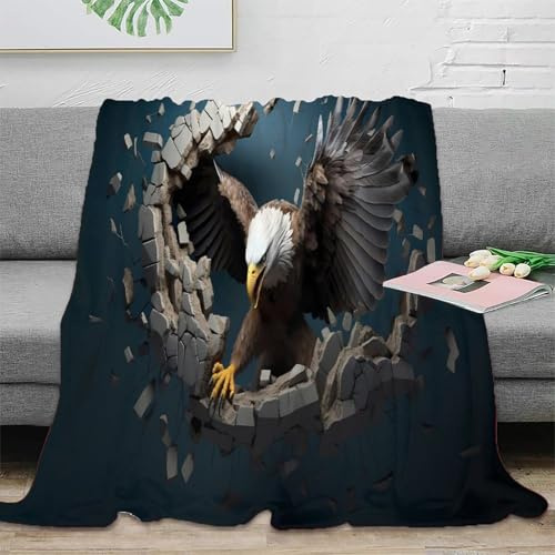 ZFLDKWGP Impactante Pared Rota Manta 3D Impresa Microfibra Cobija águila Sofá Dormitorio Decoración Suave 40x50inch(100x130cm)