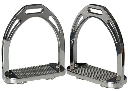 rockible Étrier Antidérapant Équestre Marchepied Arceau Plaque de Semelle Aluminium Poli à Plateau Rainuré pour Pose Sûre et Stabilité Léger 795 G Adapté à , Blanc Argenté
